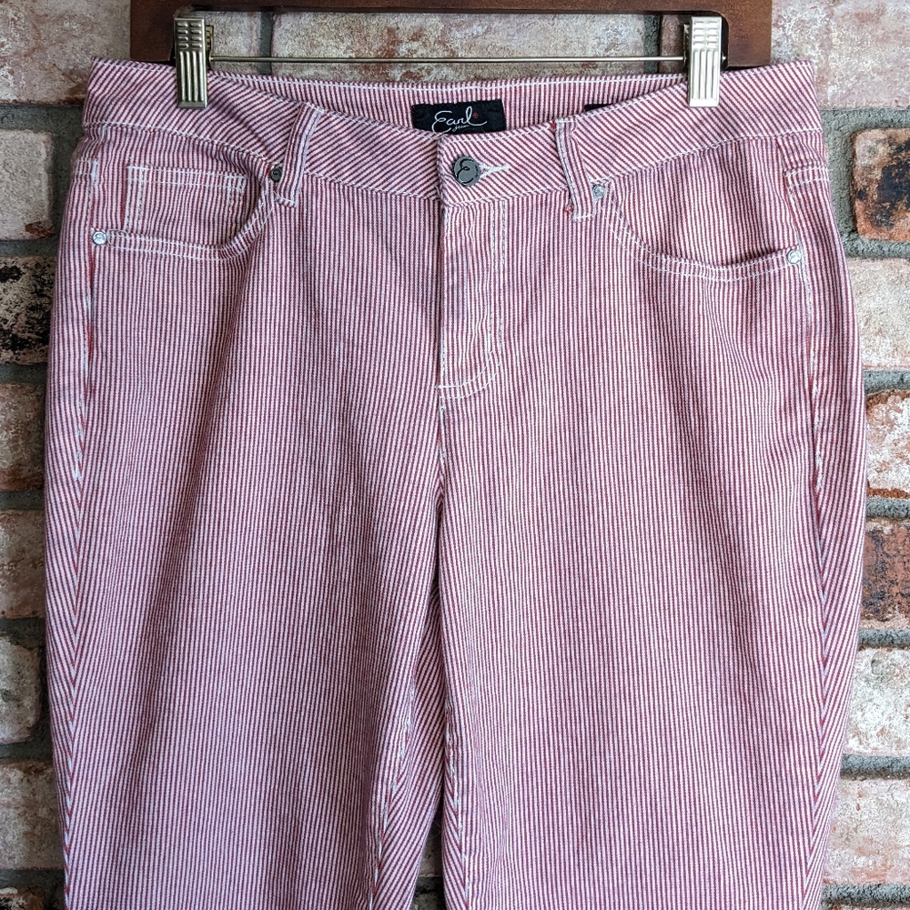 🍬 Red & White Striped Skinny Ankle Jeans by Earl Jeans Size 12 / 31